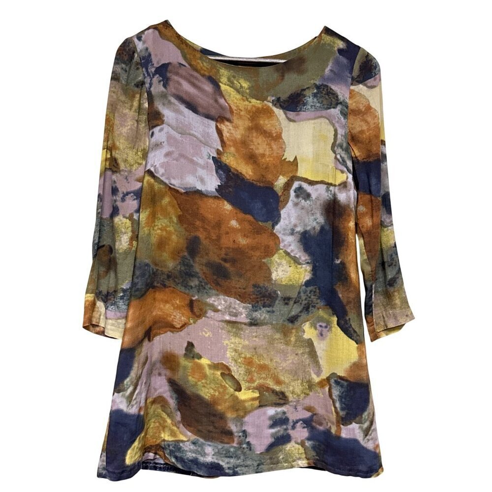 Anthropologie Maeve Women's Eleonra Tunic Dress Artsy Watercolor Retro Size XS